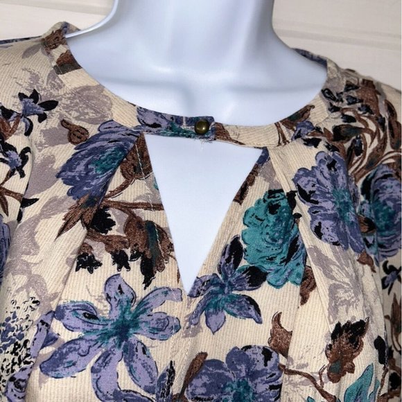 Umgee USA Top Sz SMALL Keyhole Neck Floral Tunic Boho Cotton Blend EUC - Picture 3 of 10